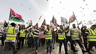 Protesters in Tripoli demonstrate against the military offensive of Field Marshal Khalifa Hifter