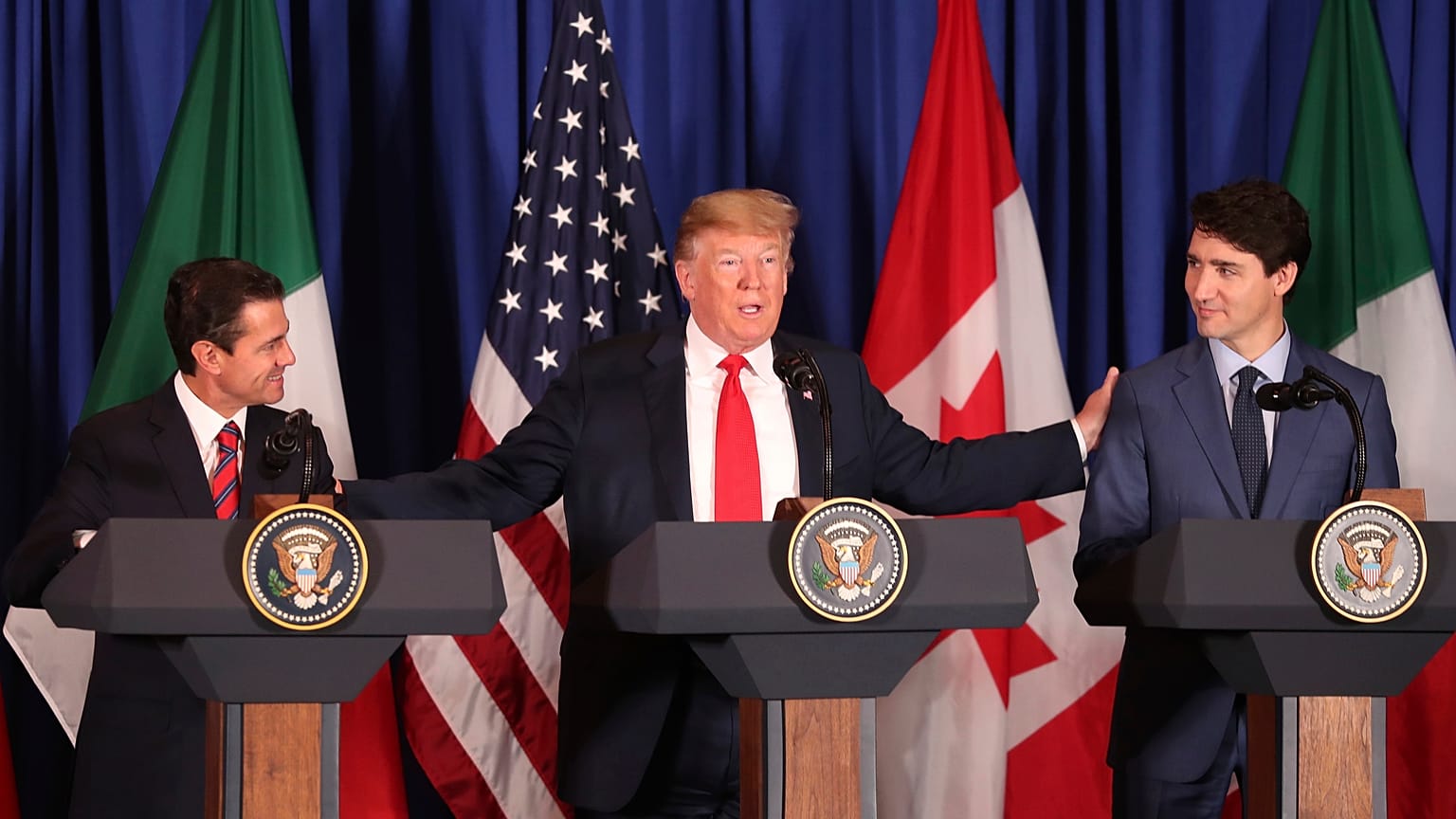 Meksika Devlet Başkanı Enrique Pena Nieto, ABD Başkanı Donald Trump ve Kanada Başbakanı Justin Trudeau