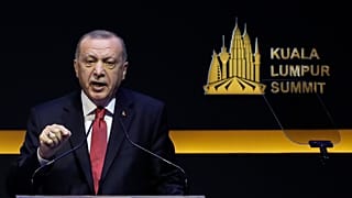 الرئيس التركي رجب طيب إردوغان خلال حديثه في قمة كوالالمبور بماليزيا 2019/12/19