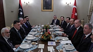 لقاء سابق بين الرئيس التركي إردوغان ورئيس حكومة الوفاق فايز السراج