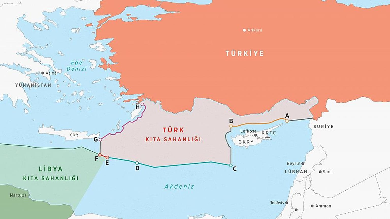Türkiye ile Libya arasında yapılan anlaşmanın haritası 