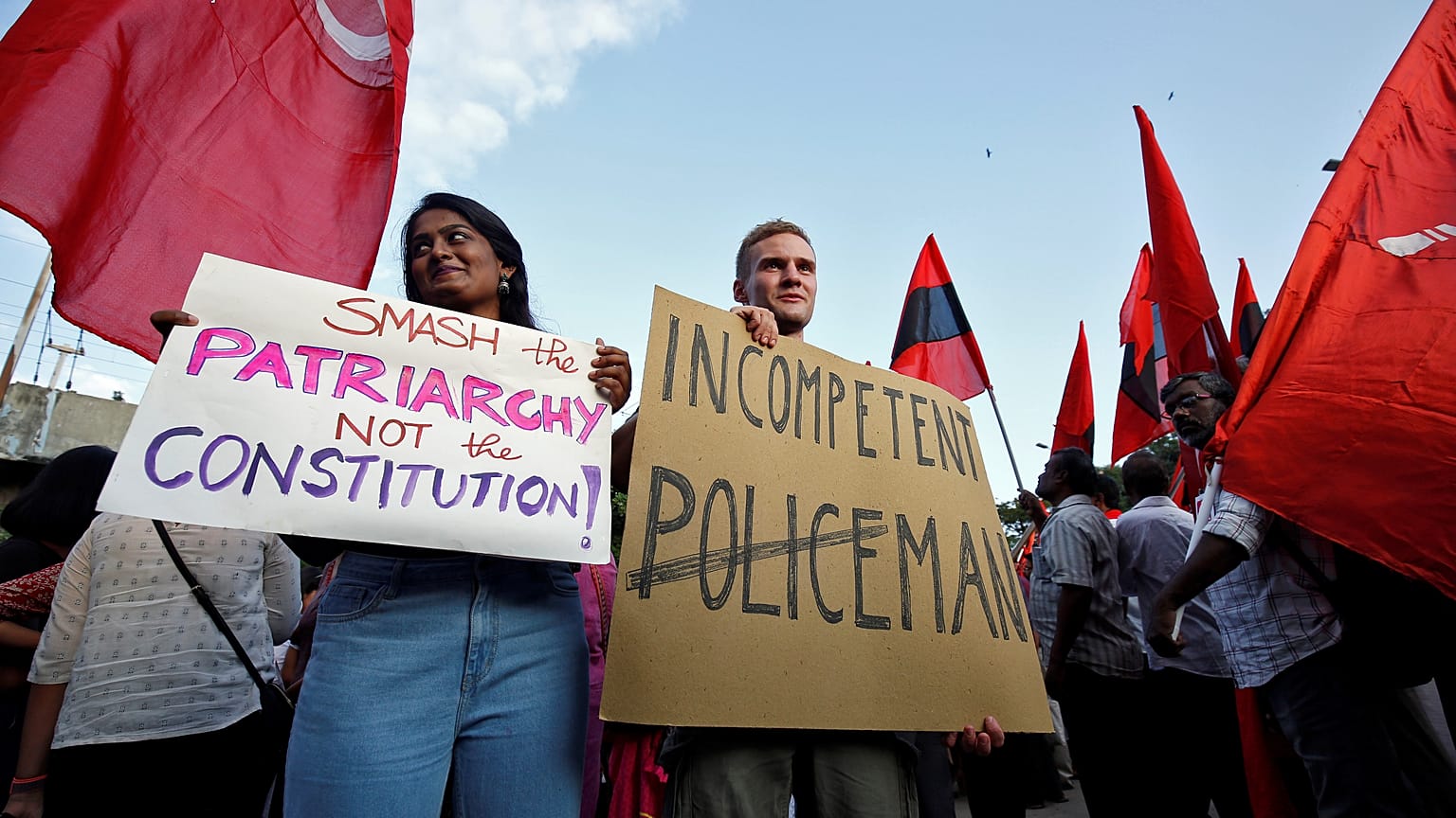 Jakob Lindenthal, a German student, attends a march to show solidarity with the students of New Delhi's Jamia Millia Islamia university, in Chennai