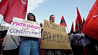 Jakob Lindenthal, a German student, attends a march to show solidarity with the students of New Delhi's Jamia Millia Islamia university, in Chennai