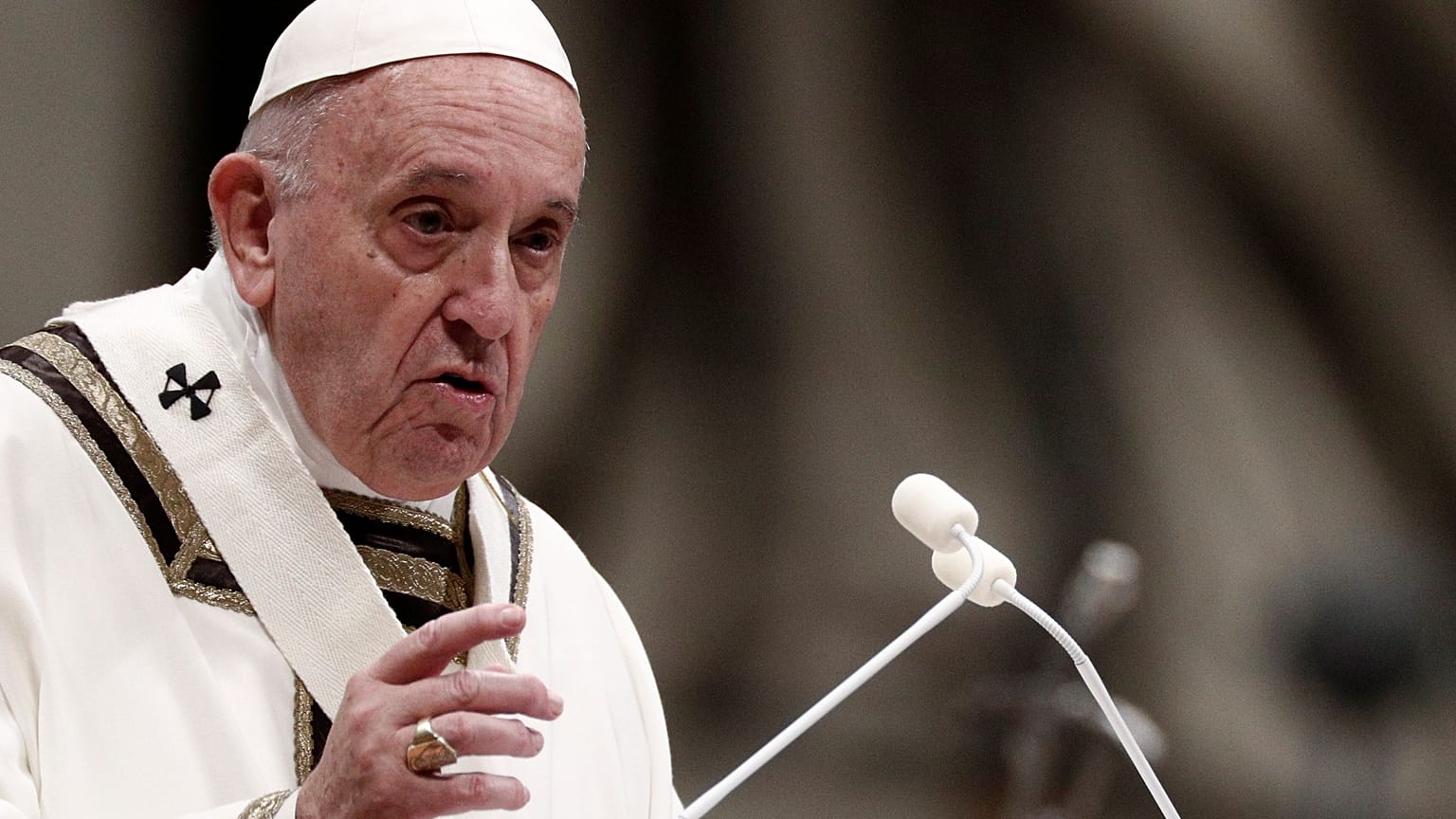 Pope Francis leads the Christmas Eve mass in St. Peter's Basilica at the Vatican, December 24, 2019. 