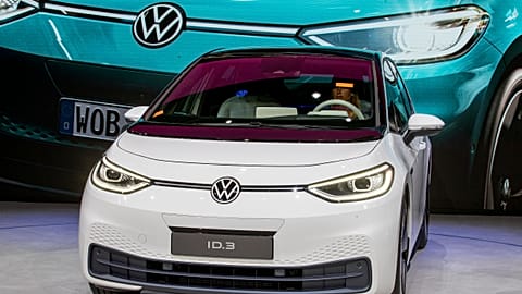 File photo of the Volkswagen ID3, an all-electric hatchback, at a car show in Germany