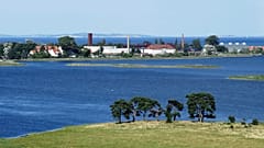 A view of the island of Riems - home to a vaccine development facility.