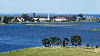 A view of the island of Riems - home to a vaccine development facility.