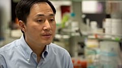 In this Oct. 10, 2018, photo, Chinese scientist He Jiankui speaks during an interview at his laboratory in Shenzhen in southern China's Guangdong province.