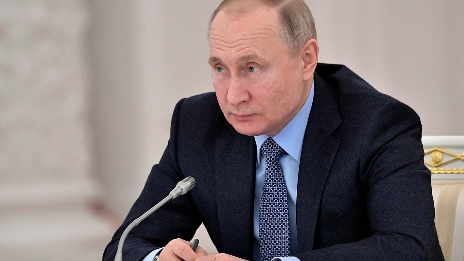 Russian President Vladimir Putin attends the State Council meeting on the agricultural policy at the Kremlin in Moscow, Russia, Thursday, Dec. 26, 2019. 