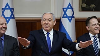 Israeli Prime Minister Benjamin Netanyahu attends the weekly cabinet meeting at the Prime Minister office in Jerusalem, Israel, 29 December 2019.