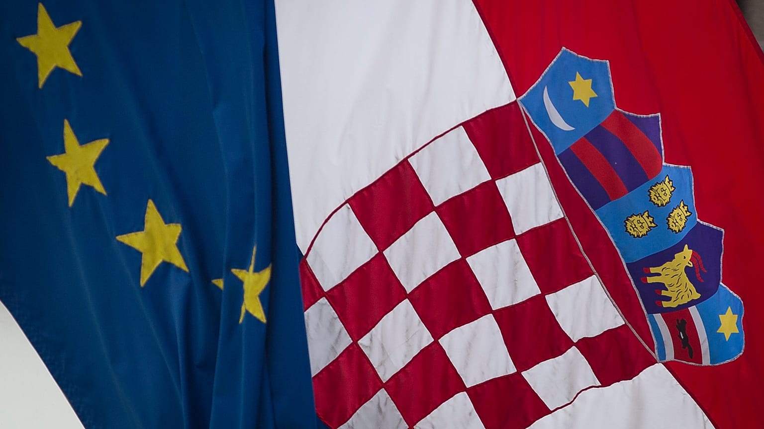 Croatian and the EU flags 