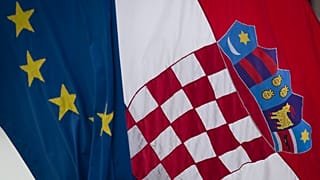 Croatian and the EU flags 