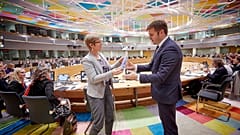 Handing of EU Council presidency from Finnish minister Krista Mikkonen to Croatian minister Tomislav Ćorić.
