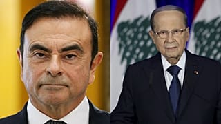 الرئيس اللبناني ميشال عون والرئيس السابق لمجموعة نيسان رينو كارلوس غصن
