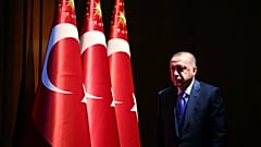 Turkey's President Recep Tayyip Erdogan arrives to deliver a speech at an event in Ankara, Monday, Dec. 30, 2019