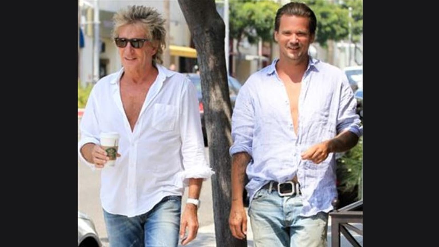 Rod Stewart and his son Sean Stewart in Los Angeles on are seen on Aug. 26