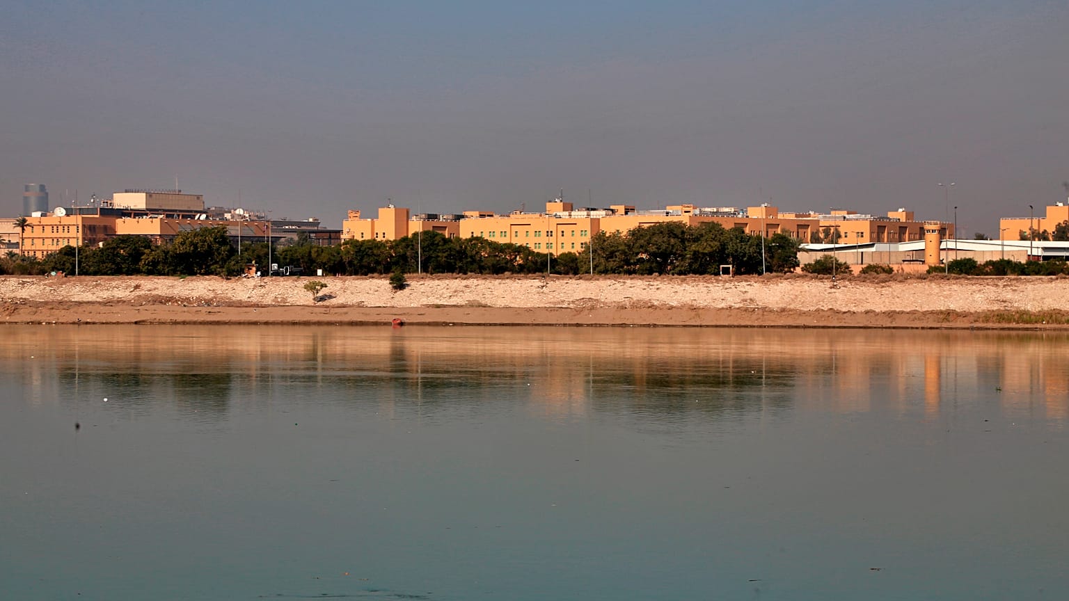 U.S. embassy is seen from across the Tigris River in Green Zone, Baghdad, Iraq, Jan. 3, 2020 (AP Photo/Khalid Mohammed)
