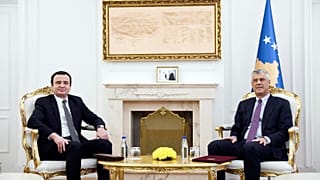 President Hashim Thaci meeting with Albin Kurti, head of Vetevendosje.