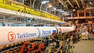 The symbolic joint that was laid down in the Black Sea at the border of Russian and Turkish Exclusive Economic Zones.