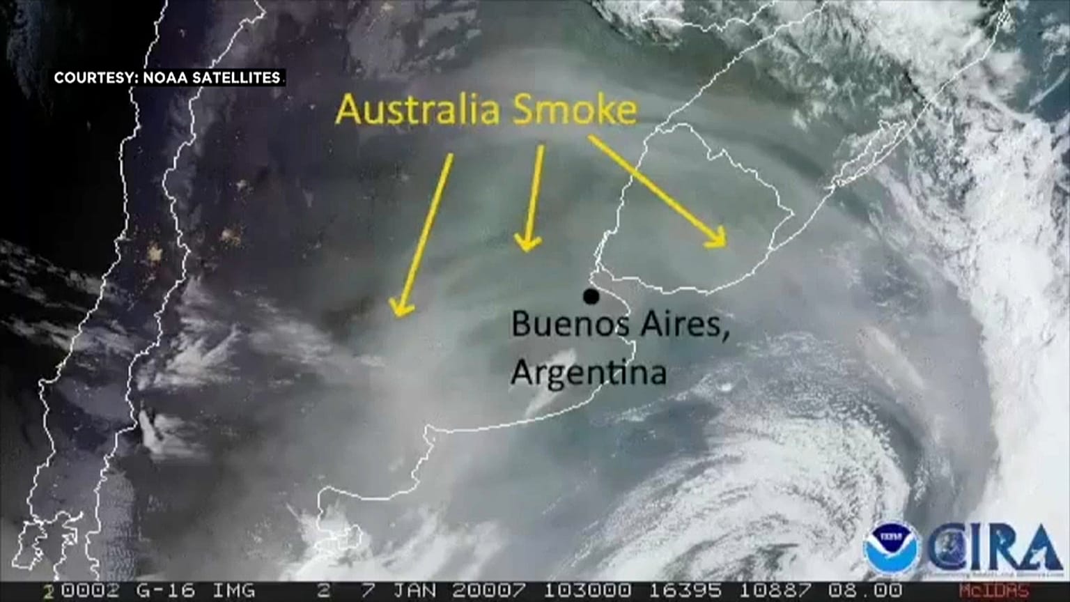 Australischer Rauch zieht 11.000 Kilometer bis Südamerika