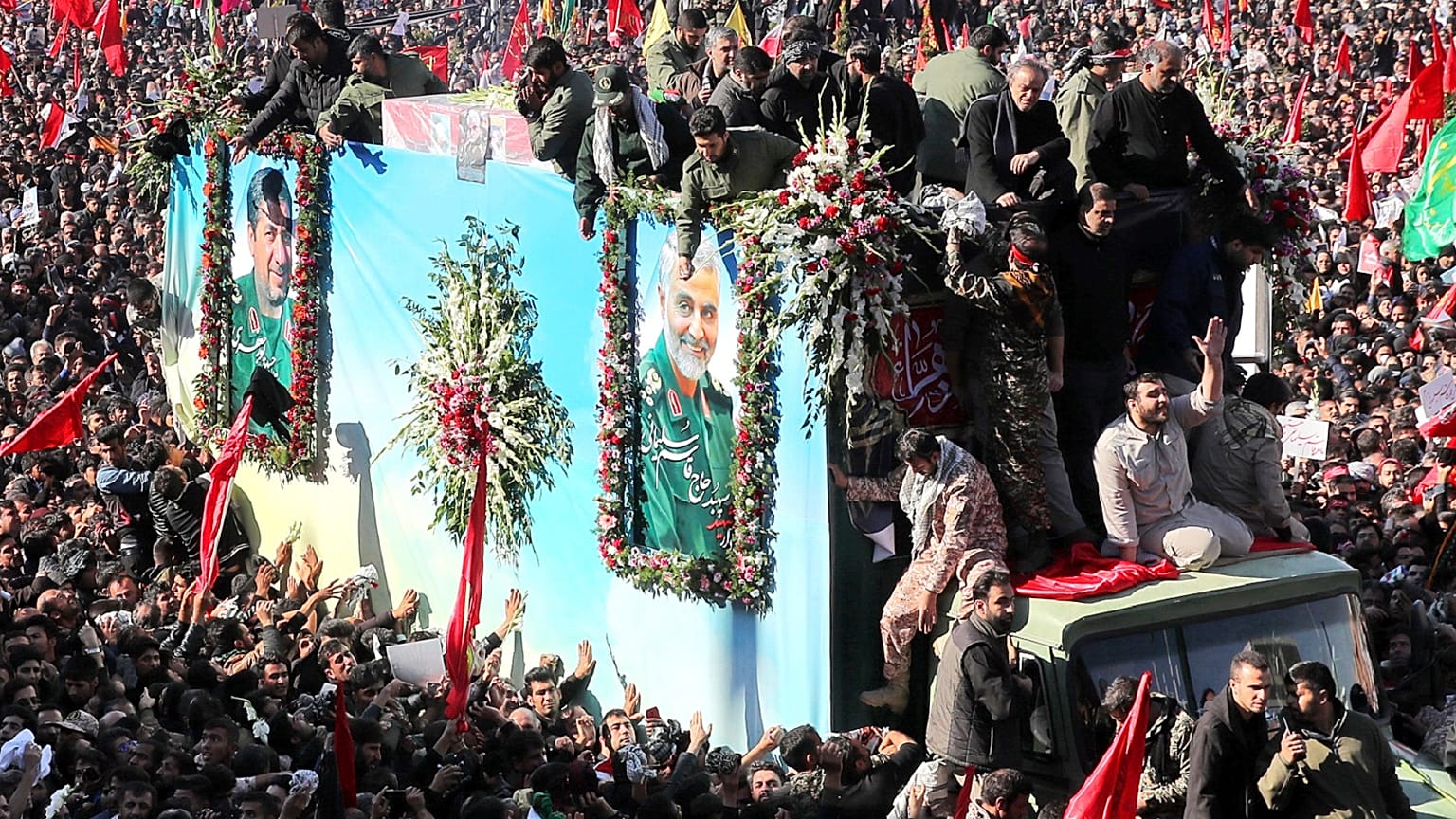 Coffins of Gen. Qassem Soleimani and others who were killed in Iraq by a U.S. drone strike
