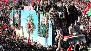 Coffins of Gen. Qassem Soleimani and others who were killed in Iraq by a U.S. drone strike