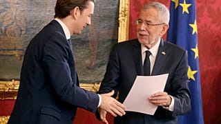 Austrian President Alexander Van Der Bellen, right, with new Chancellor Sebastian Kurz in Vienna, Austria, Jan. 7, 2020