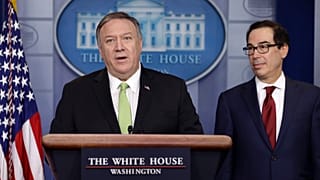 Secretary of State Mike Pompeo and Treasury Secretary Steve Mnuchin at the White House, Friday, Jan. 10, 2019, in Washington. (AP Photo/ Evan Vucci