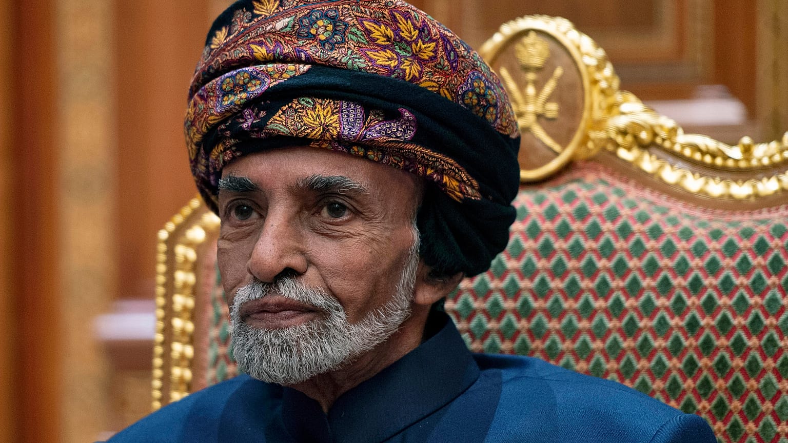 Sultan of Oman Qaboos bin Said al-Said sits during a meeting with the US secretary of state.