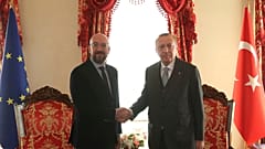 الرئيس التركي رجب طيب أردوغان ورئيس المجلس الأوروبي شارل ميشال في اسطنبول 11 يناير 2020. 