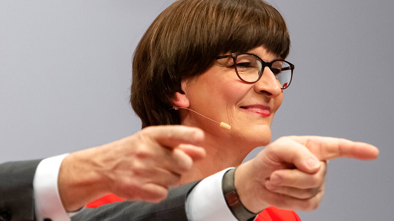 Saskia Esken, in Berlin, Germany, Friday, Dec. 6, 2019.  (AP Photo/Jens Meyer)
