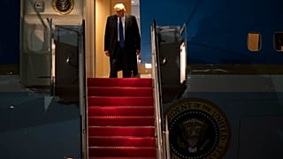President Donald Trump exits Air Force One on Tuesday, Jan. 14, 2020, at Andrews Air Force Base, Md., following a campaign event in Milwaukee. (AP Photo/Kevin Wolf)