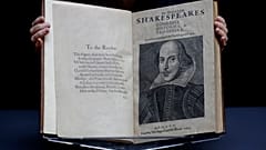 William Shakespeare's First Folio is displayed at Christie's auction rooms in London, Monday, Jan. 13, 2020. 