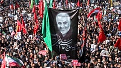 Mourners attend a funeral ceremony for Gen. Qassem Soleimani and his comrades, who were killed in Iraq in a U.S. drone strike on Friday, in the city of Kerman, Iran