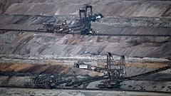 Mining machines work in the Hambach opencast lignite mine