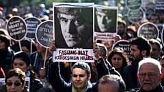 Hrant Dink cinayetinin yıl dönümünde İstanbul'da düzenlenen bir eylem, 19 Ocak 2015