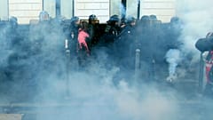 FILE PHOTO: Police officers during a demonstration Thursday, Jan. 16, 2020 in Lille, northern France.  