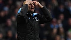 غوارديولا خلال مباراة الدوري الإنجليزي لكرة القدم بين مانشستر سيتي وكريستال بالاس في استاد الاتحاد في مانشستر ، 18/01/2020