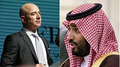 Jeff Bezos, CEO of Amazon (L), Saudi Arabia's Crown Prince Mohammed bin Salman (R)