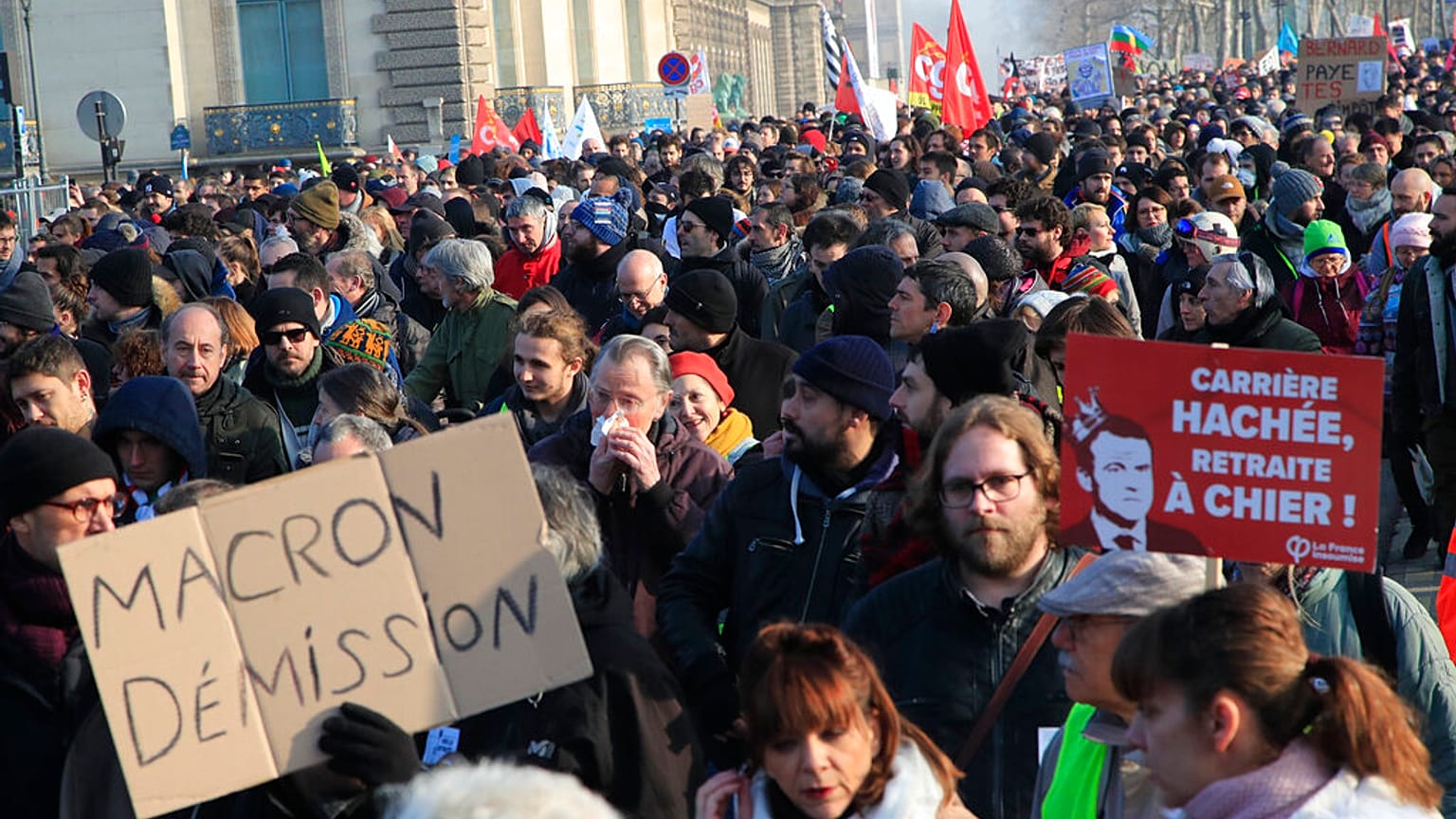 Fresh strikes and protests as Macron pushes ahead with pension reforms