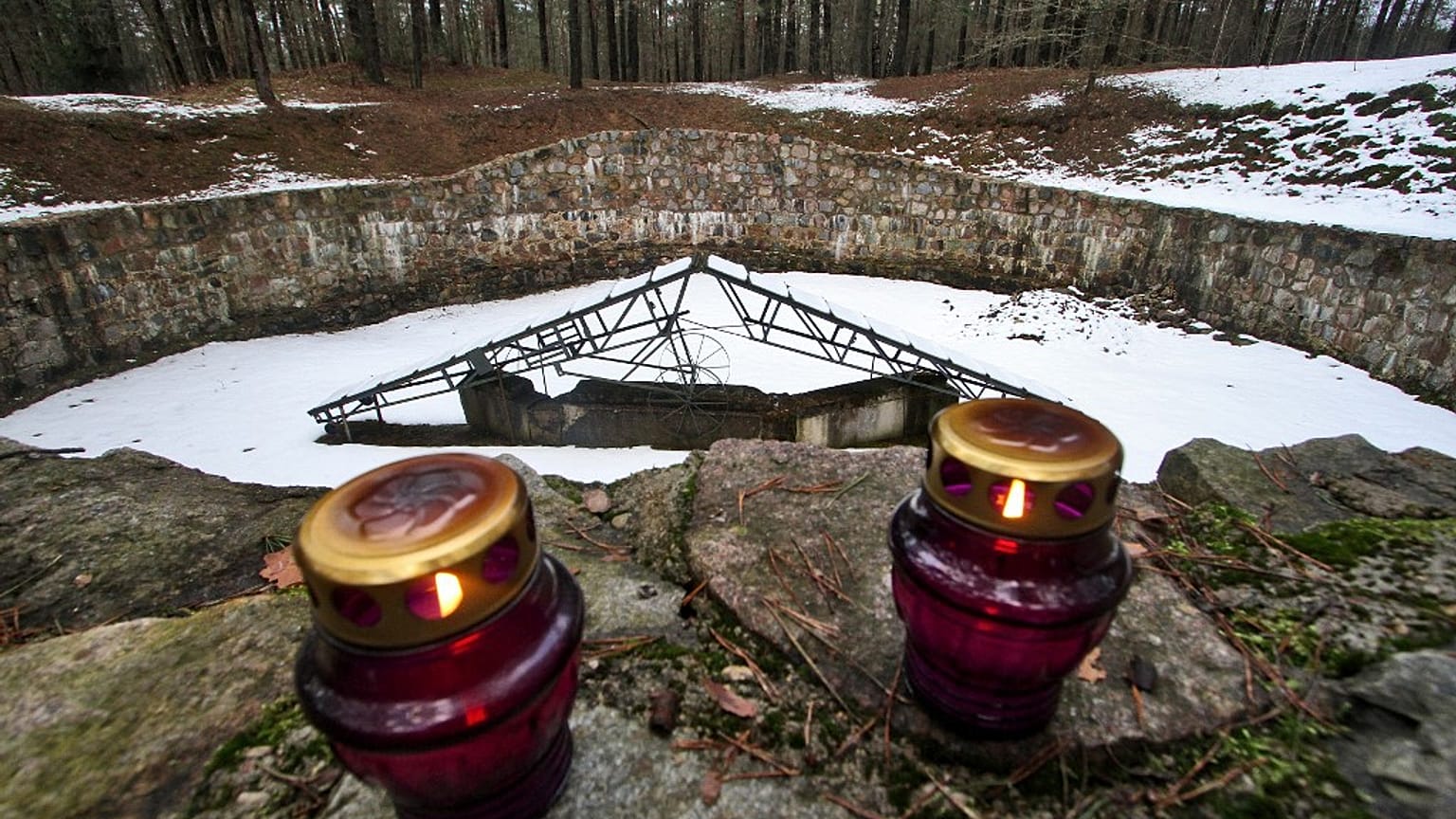 The PANERIAI memorial in memory of the 70000 Jews of Vilnius and its environs killed by Nazis and their accomplices during World War II, is pictured in Vilnius on February 16,
