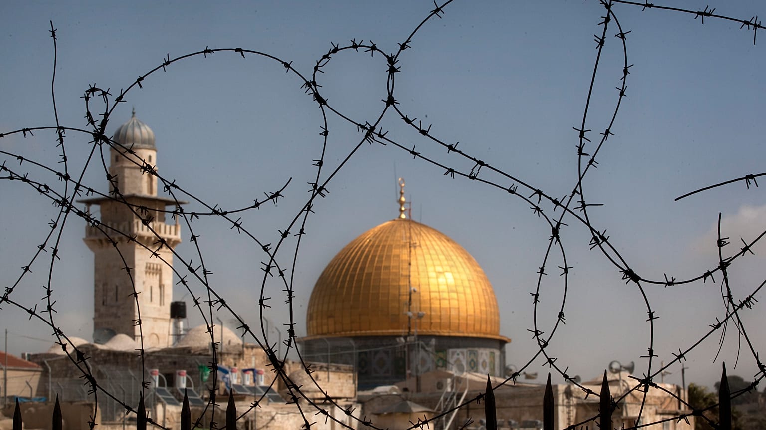 Kubbetüs Sahra ve el Aksa yerleşkesinin dışarıdan görünümü. Kudüs