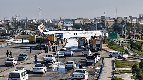 Plane overshoots runway, skids into street in Iran
