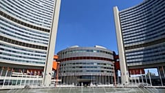 Outside view of the UN building where closed-door nuclear talks take place photographed  in  Vienna, Austria, Wednesday, June 18, 2014. (AP Photo/Ronald Zak)