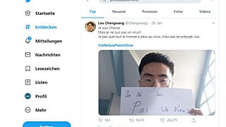 Aufschrei im Internet: "Ich bin Chinese. Aber ich bin kein Virus."