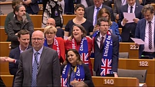 Watch: MEPs sing Auld Lang Syne after giving historic Brexit backing