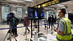 Caméra thermique installée dans l'aéroport de Bangkok-Suvarnabhumi en Thaïlande, le 29 janvier 2020. 
