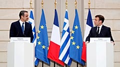 Yunanistan Başbakanı Kiryakos Miçotakis ve Fransa Cumhurbaşkanı Emmanuel Macron