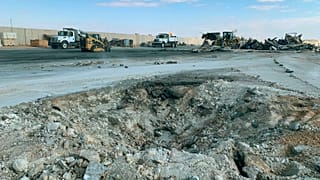 İran'ın füzelerle saldırdığı Irak'ın Anbar kentindeki Aynül Esed Üssü. Üs, Amerikan askerlerince kullanılıyor
