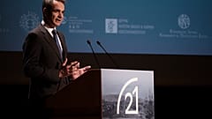 Ο πρωθυπουργός Κυριάκος Μητσοτάκης μιλάει σε εκδήλωση για τον εορτασμό των 200 χρόνων από την Ελληνική Επανάσταση, στο Μέγαρο Μουσικής,